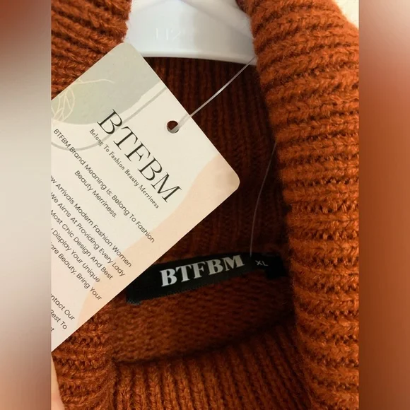 NWT Chunky Knit Turtle Neck fringe Sweater Dress - Picture 6 of 8